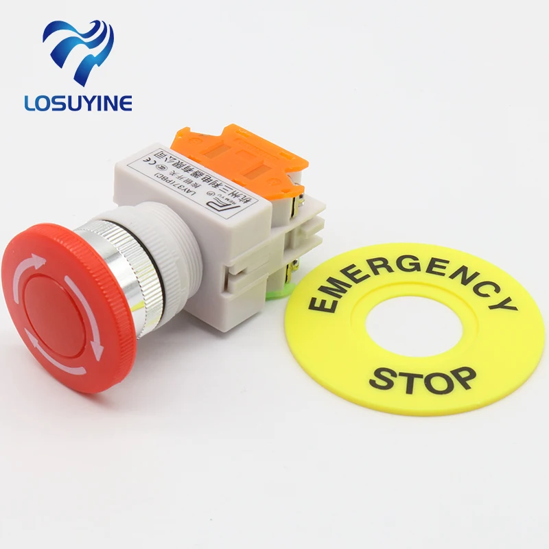 LHLL- Red Mushroom Cap 1NO 1NC DPST Emergency Stop Push Button Switch AC 660V 10A LHLL- Red Mushroom Cap 1NO 1NC DPST Emergency Stop Push Button Switch AC 660V 10A