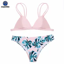 

Megartico new arriavl bathing suit women two pieces set flower leaves print push up bikini 2018 swimsuit female swimwear
