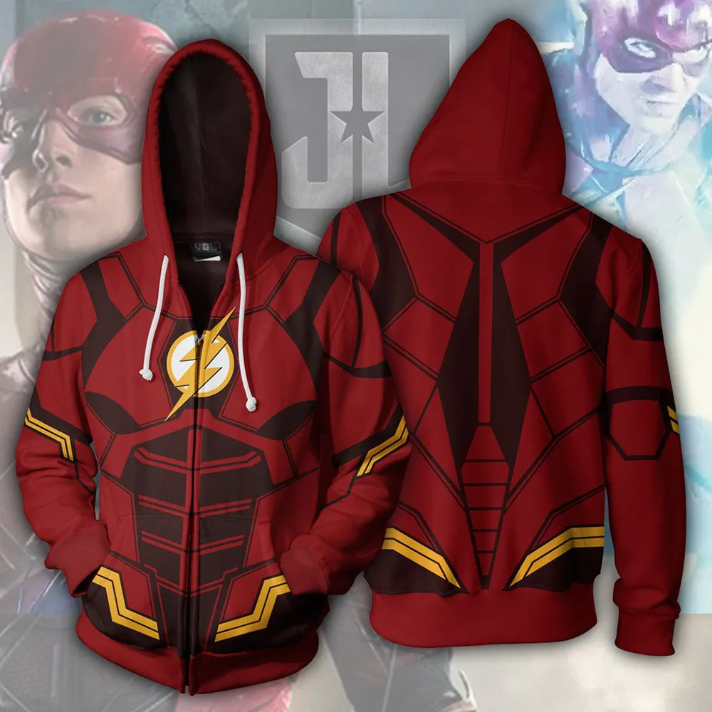 

cosplay Avengers: Infinity War The Flash men coat 3D printing zipper sweater with hats sweater coat jacket costumes top adult