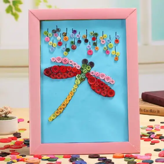 

DIY Children Color Button Stickers Beautifully Dragonfly Hand-crafted Children's Handmade Creative Learning Educational Toys