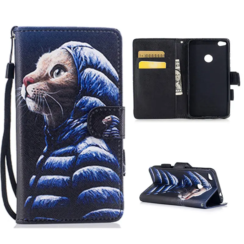 

Cartoon Cat Phone Cover For Huawei P10 P8 Lite 2017 Honor 9 6C Y5 II Case Stand Flip Wallet Pu Leather TPU Back Purse Pouch