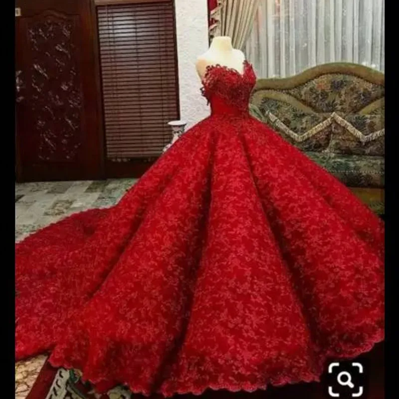 red lace wedding dress