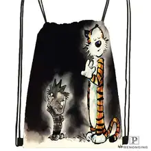 Custom calvin-and-hobbes-12 @02-Drawstring Backpack Bag Cute Daypack Kids Satchel (Black Back) 31x40cm#180611-03-120