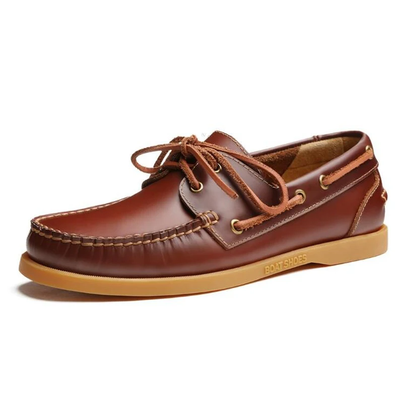 2017 men genuine leather boat shoes male british style brogue flat shoe fashion leisure handmade sapato