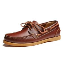 2017 men genuine leather boat shoes male british style brogue flat shoe fashion leisure handmade sapato