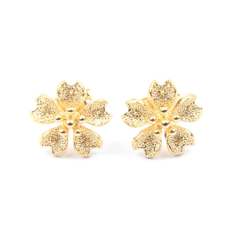 1Pair GoldPlated Fashion Flower Stud Earrings For Women wedding party Gift Ear Jewelry | Украшения и аксессуары