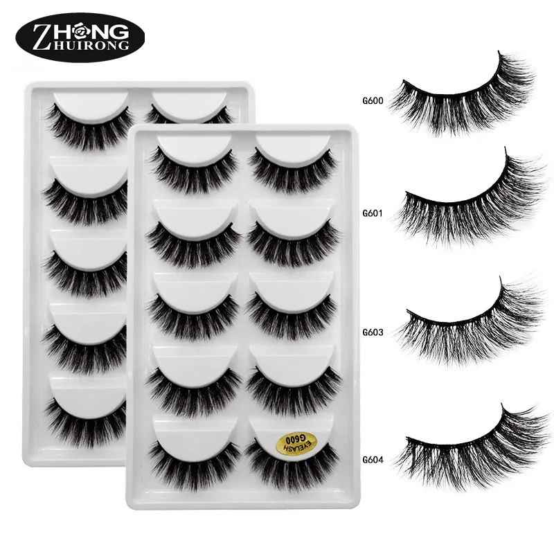 

New 5 pairs of 3D mink false eyelashes natural long lasting thick eyelash extension eyelash beauty G600