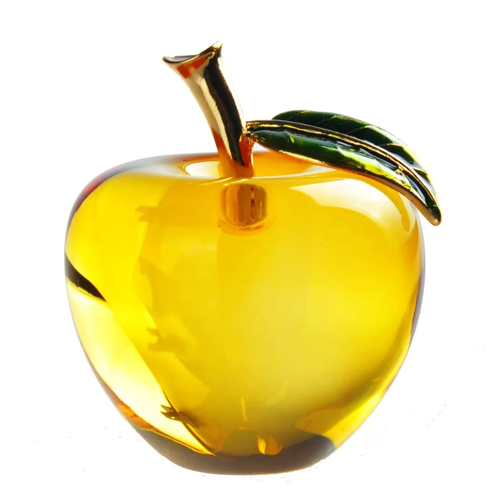 X'mas Gifts 2.2'' Yellow Glass Crystal Apple Paperweight Crafts Art&Collection Crystal Fruit Souvenir Home Wedding Table Decor X'mas Gifts 2.2'' Yellow Glass Crystal Apple Paperweight Crafts Art&Collection Crystal Fruit Souvenir Home Wedding Table Decor