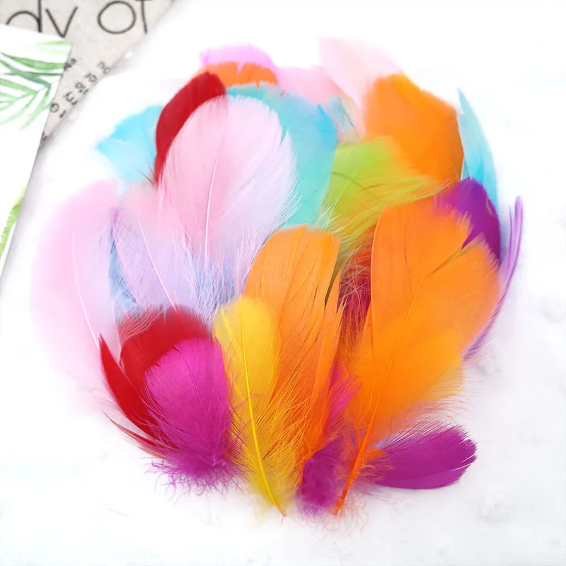 Детский сад ручной работы игрушки с цветными перьями DIY Материал паста декоративные дети творческое искусство и рабочий ход Материал S - Цвет: Random color 50 root