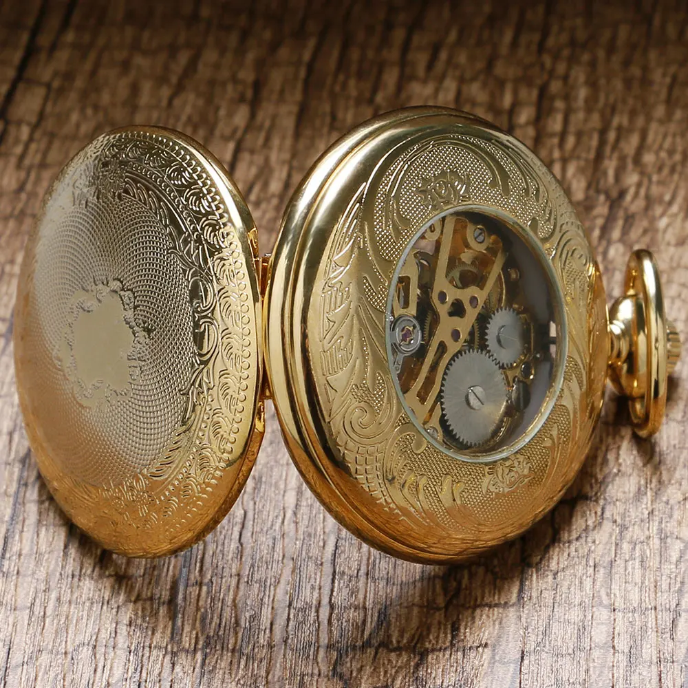 2016 Steampunk New Design Luxury Brand Fashion Skeleton Watches Hand Wind Mechanical Pocket Watch 4