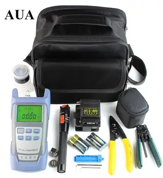 

Wholesale Fiber Optic FTTH Tool Kit with AUA-60S Fiber Cleaver and Optical Power Meter 10Mw Visual Fault Locator Wire stripper