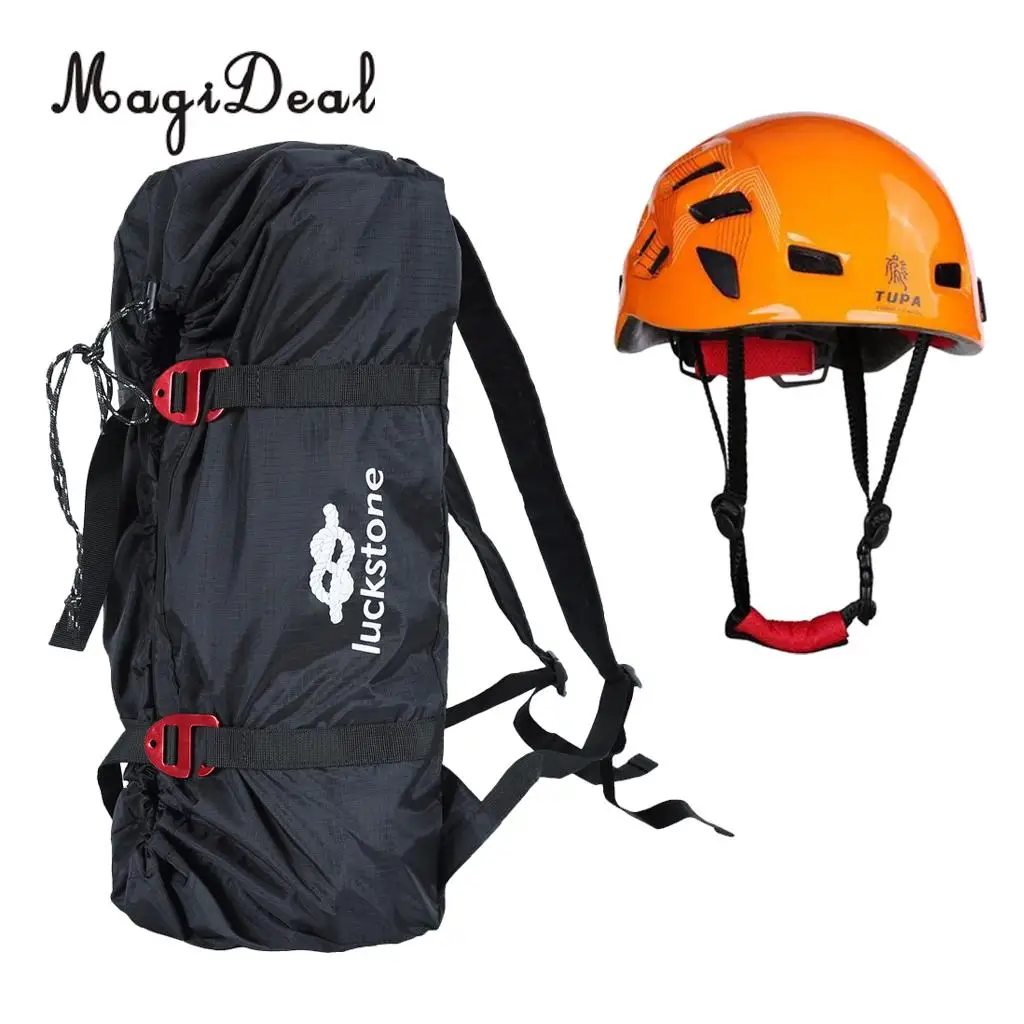 MagiDeal Folding Rock Climbing Arborist Caving Rigging Rescue Rope Cord Carry Bag Gear Backpack Ground Sheet + Safety Helmet