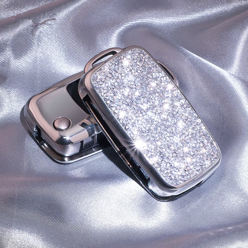 

2019 Luxurious Starry Bling Crystal Diamond Key Case Shell Protector for VW New Passat Lavida Tiguan POLO Bora Gifts For Women