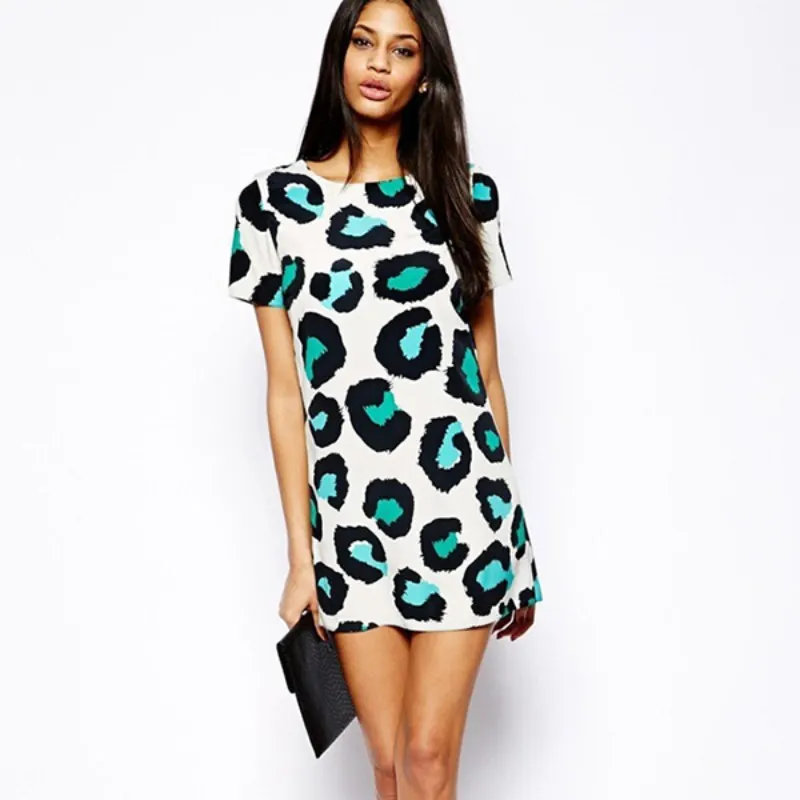 Summer Nice Women Long Shirt Party Vestidos Leopard Print Casual Short Mini font b Dresses b