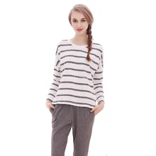 Весенне-осенние хлопковые полосатые женские пижамы с длинными рукавами, пижамный комплект, сексуальные мужские пижамы, домашняя одежда, парный спортивный костюм для пар