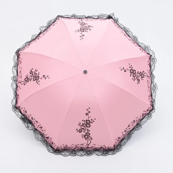

2019 New Arrival Lace Rain Sun Umbrella Women Arched Umbrellas 3 Folding UV Protection Dual-Use Umbrella Creative Gift Parasol