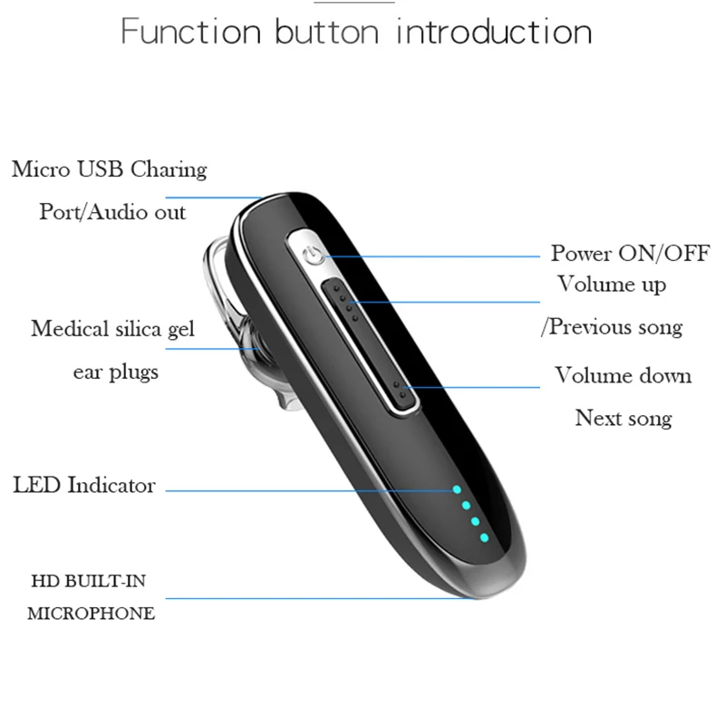 Bluetooth гарнитура Handsfree Auriculares Беспроводные наушники аккумулятор большой мощности