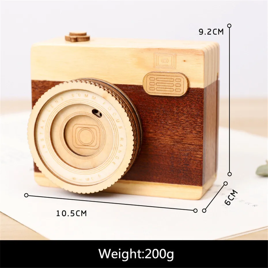 Cute Camera Music Box To Send Girls Kids Creative Wooden Mini Music Box Home Decoration Gift Birthday Daughter Christmas (16)