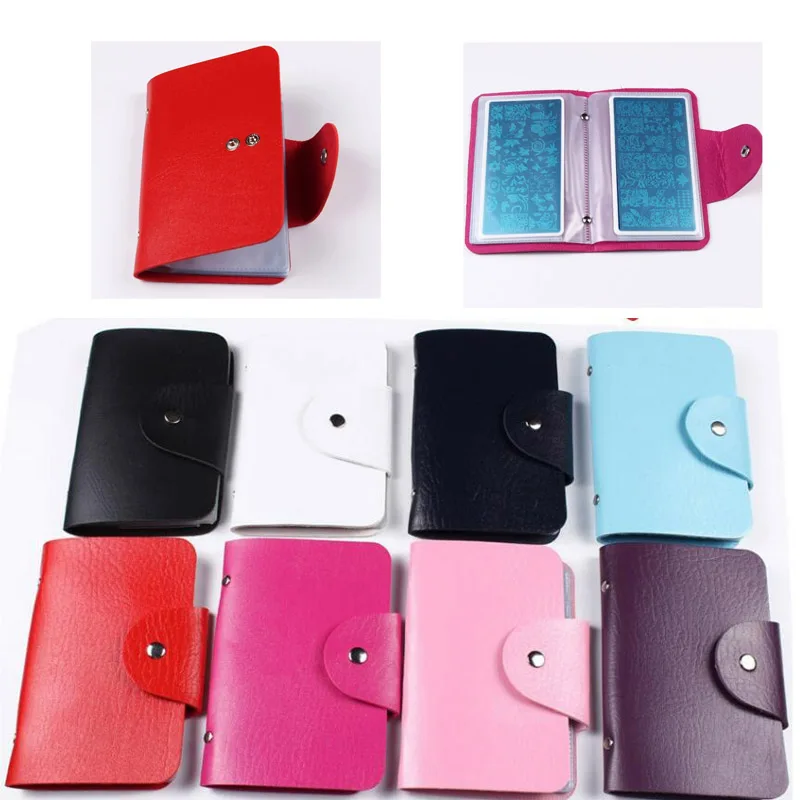 

20 Slots Nail Stamping Holder Organizer Rectangular Nails Art Stamp Card Bag Steel plate 6 Colors Stencil Album Storage #6*12CM