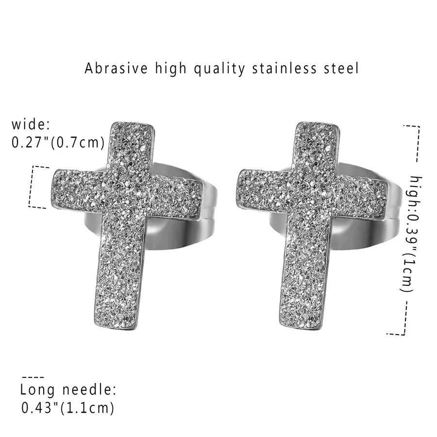 Boniskiss тусклый лак маленький черный гвоздик в форме Креста из нержавеющей стали серьги для женщин и мужчин горячая мода Brincos Pendientes