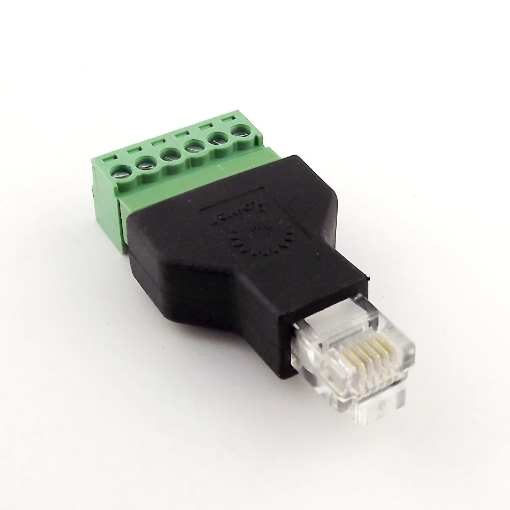 

1pcs Ethernet RJ12 6P6C Male to Screw Terminal 6 Pin Splitter CCTV Adapter Connector