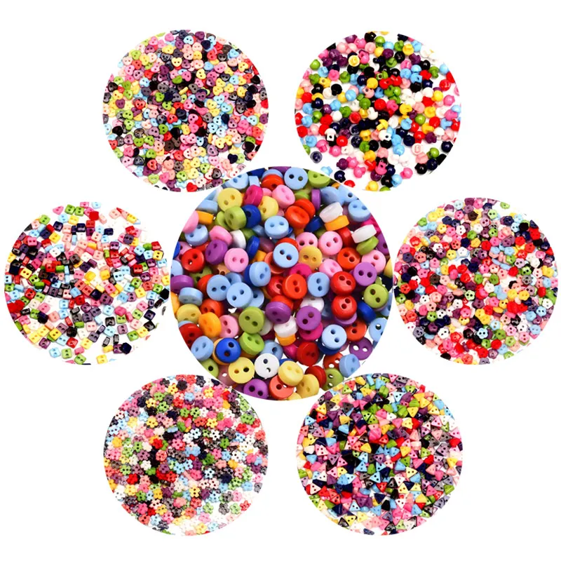 

200Pcs Multicolor 6mm Resin Buttons For Apparel Sewing Kids Clothes Scrapbooking Decorative Handicraft DIY Accessories