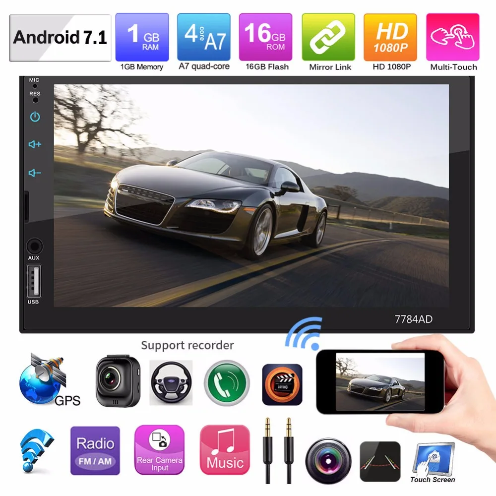 

7784AD Universal Car Multimedia Player Autoradio 2Din Stereo 7" Android 7.1 1G+16G MP5 Player Bluetooth Auto Radio Backup Camera