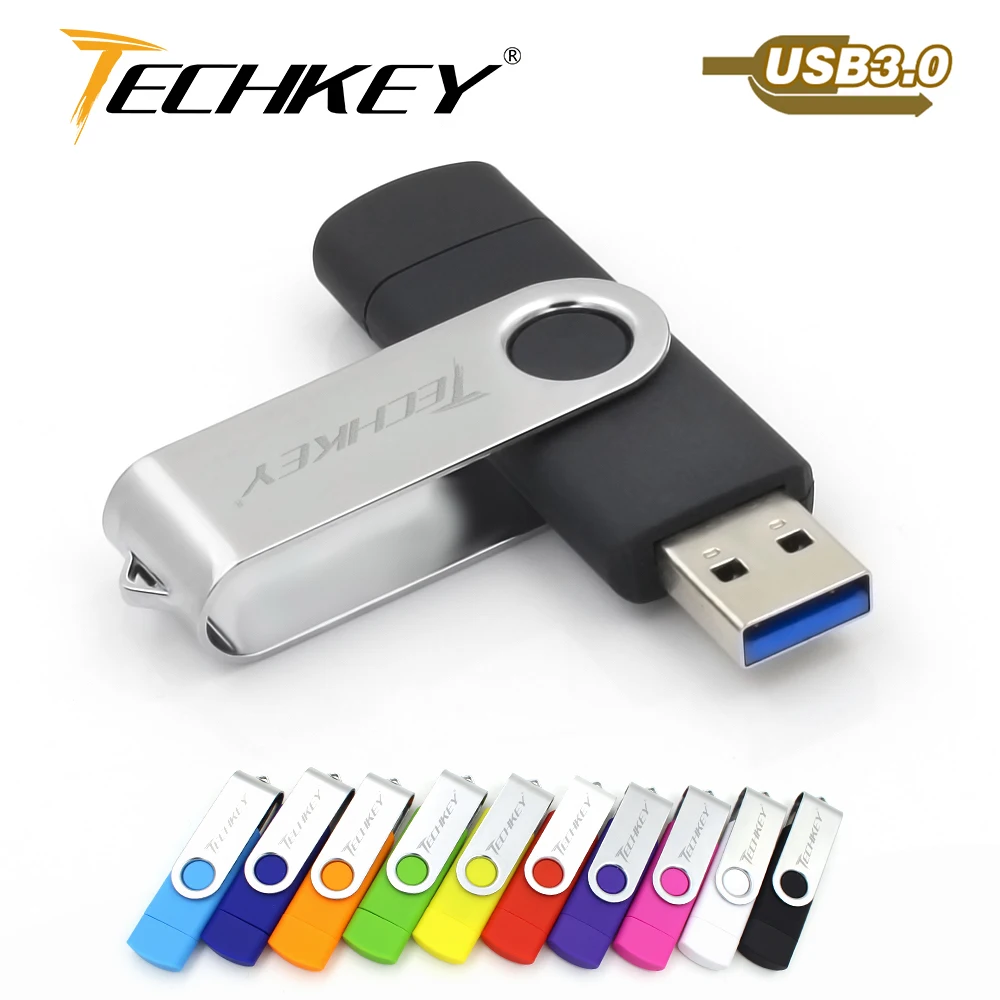 Новинка OTG usb3.0 флешка usb TECHKEY 8 ГБ 16 32 64 Гб memoria cel u диск Подарок для мобильного