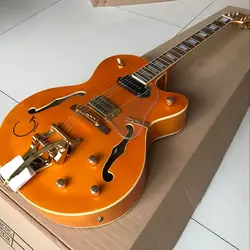 Новый стиль, Китай нестандартного Джаз F полый корпус гитары, 60 gitaar, orange изделие Гитары ra, система вибрато