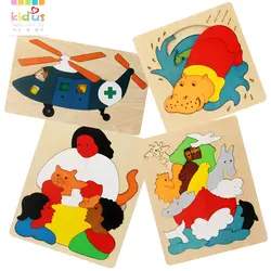 Кидус деревянные Многослойные 3d Puzzle Развивающие игрушки для детей животных/самолет подарок для ребенка