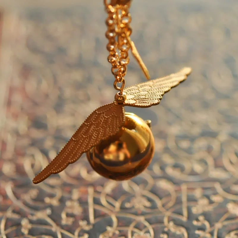 

Harry Potter Necklace Quidditch Golden Snitch Ball Owl Wings Metal Charm Necklace Can Hold Photos Pendant Jewelry Men Women Gift