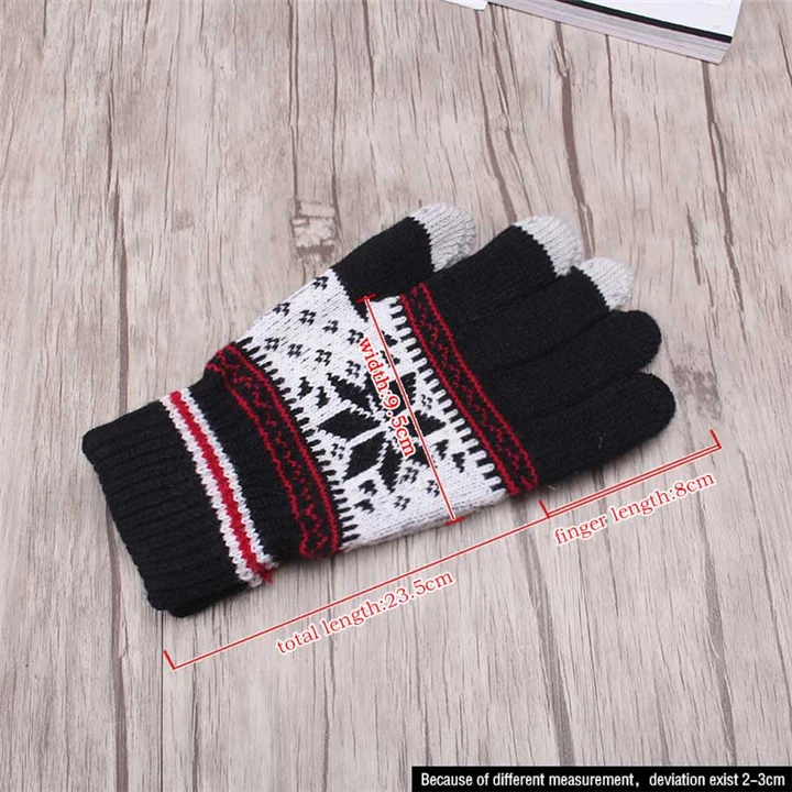Теплые зимние женские шерстяные вязаные наручные перчатки для женщин и мужчин с рисунком снежинок, перчатки унисекс, варежки, перчатки для вождения