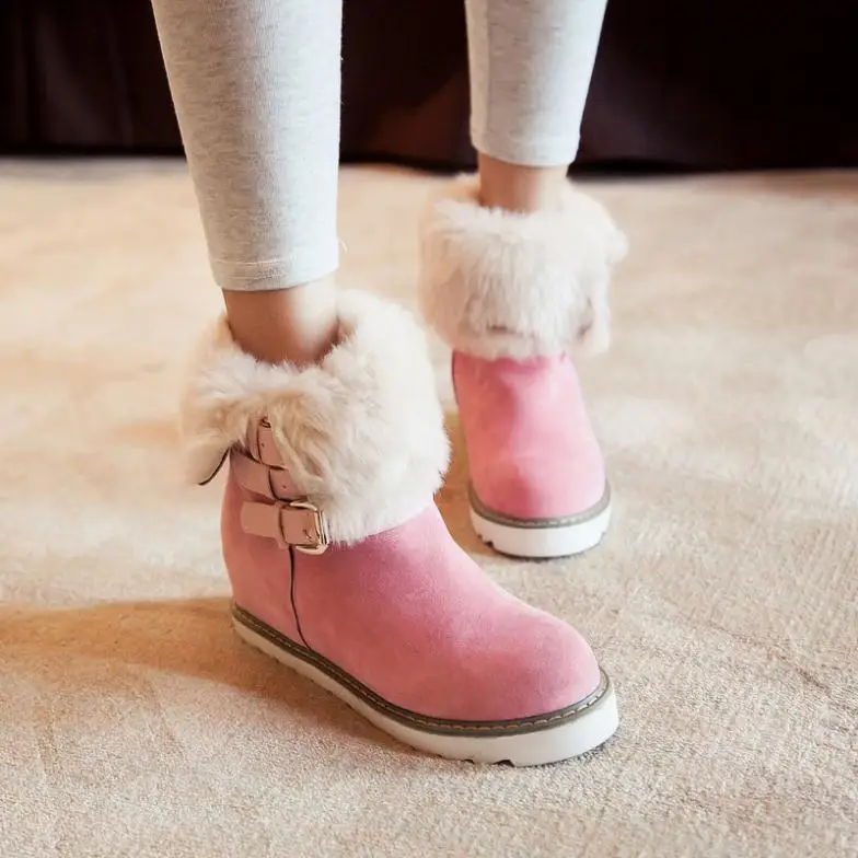 

new 2016 shoes boots beautiful solid snow  boots slip-on buckle+lapel wool short shoes for women warm shortplush winter boots
