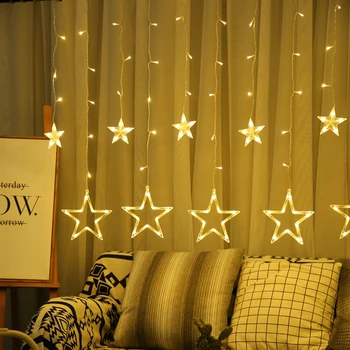

Christmas Lights AC 220V EU US Plug Romantic Fairy Star LED Curtain String Lighting For Holiday Wedding Garland Party Decoration