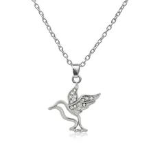 Моя форма Прямая блестящая Посеребренная блестящая птица Колибри кулон природное ожерелье для женщин и девочек