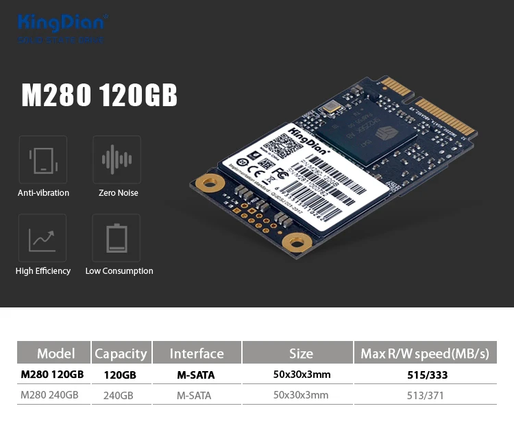 KingDian SSD mSATA SSD 240 ГБ 120 ГБ Msata-SATA mSATA Внутренний твердотельный накопитель SATA 3 III SATA II HD SSD 120 ГБ