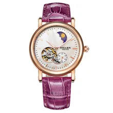 Женские Наручные Часы SOLLEN Whatch Люксовый Бренд Логотип Женщины Платье Смотреть Красивые Женские Автоматические механические часы полые