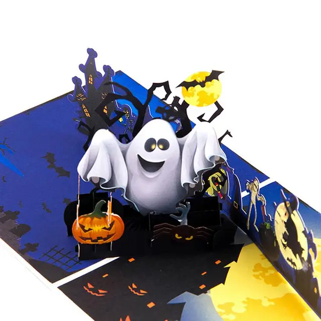 Pop Up Individual Creative Greeting Card Ghost Halloween Spider Pumpkin Gift Card for Holiday Friends Regards Birthday