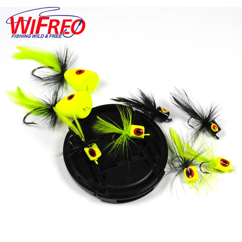 

Wifreo 10pcs Popper Fly Chartreuse Color Floating Poppers Fly Fishing Lure for Bass Trout