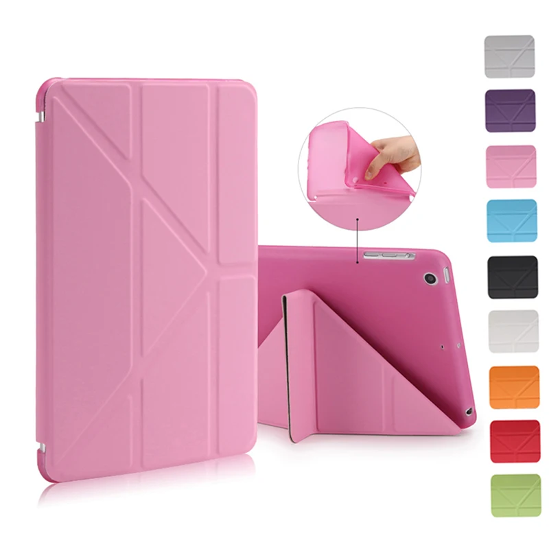 

Case For iPad Mini 1 2 3 Smart Cover Soft Transparent TPU Silicone Case PU Leather Stand Holder For iPad Mini Tablet Cases