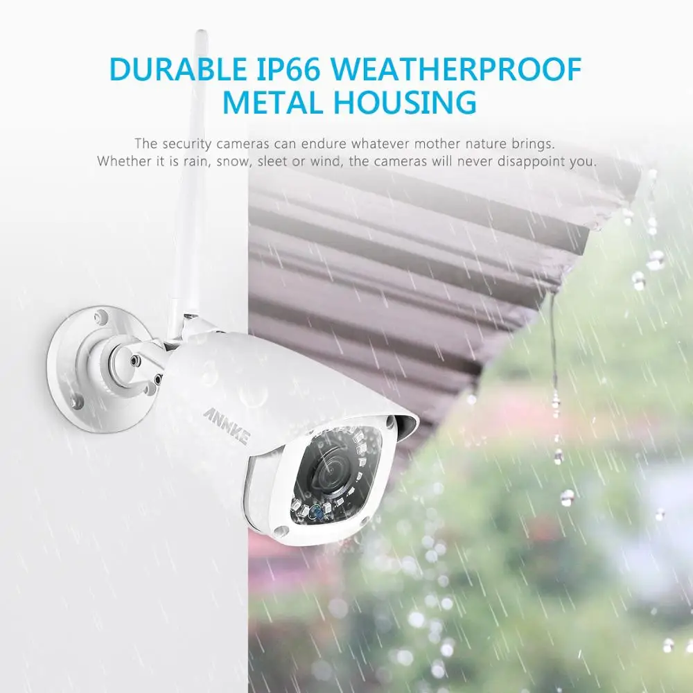 ANNKE 8CH 1080P FHD Wireless Video Security System 12inch LCD Screen NVR 4PCS 2MP Bullet IP Camera 