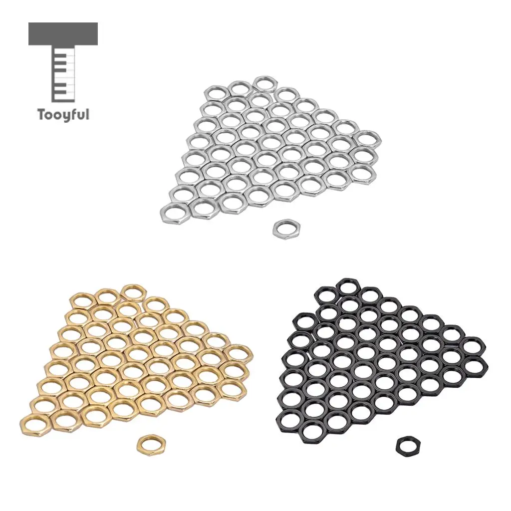Tooyful 50 Pack Guitar Bass Jack Socket Nut Thin Nut for Guitar Parts Accessories 8mm Diameter