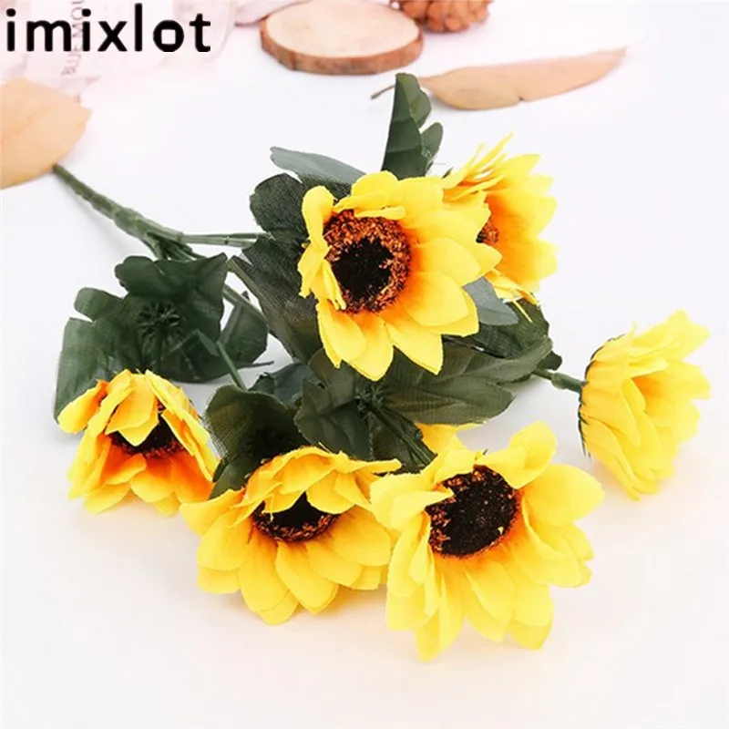 Imixlot Artificial Yellow Sunflower 32cm Long SunFlower for Wedding