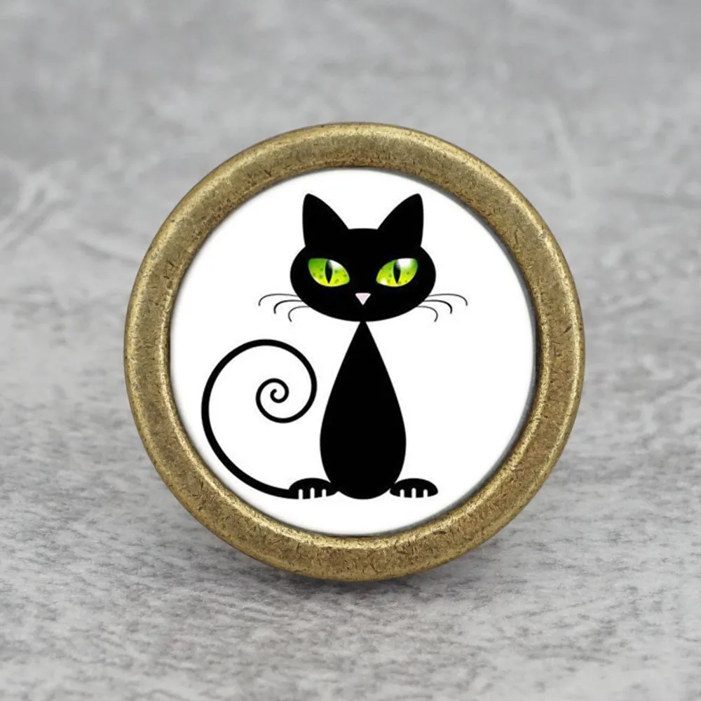 Black Cat Knobs Dresser Knobs Handmade Drawer Handles Animal