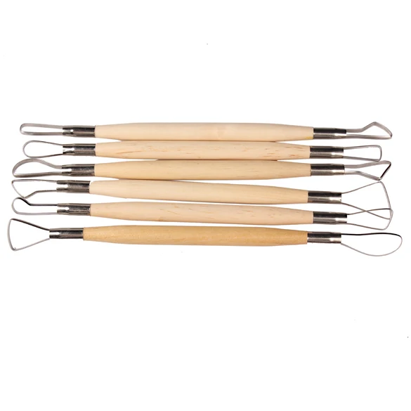 

New Arrival 6PCS Wood Handle Wax Pottery Clay Sculpture Carving Tool DIY Craft Set Dropshipping Attrezzi manuali Hot