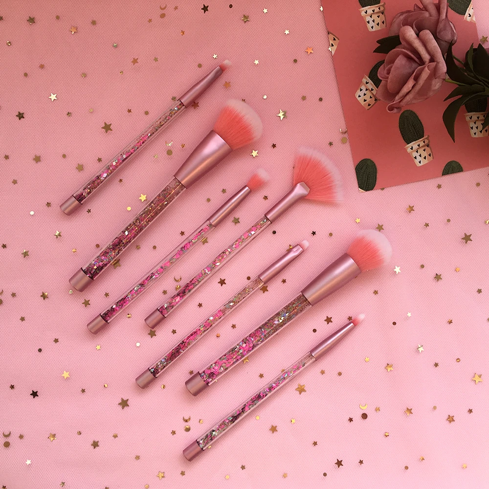 7 шт. набор кистей для макияжа кисточка русалка Блеск Pro розовый драгоценный