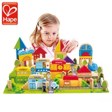 HAPE, 145 шт., для мальчиков и девочек, городская сцена, школьная полиция, строительные блоки, деревянные развивающие игрушки для мозга, для родителей и детей, игра с цифрами и буквами