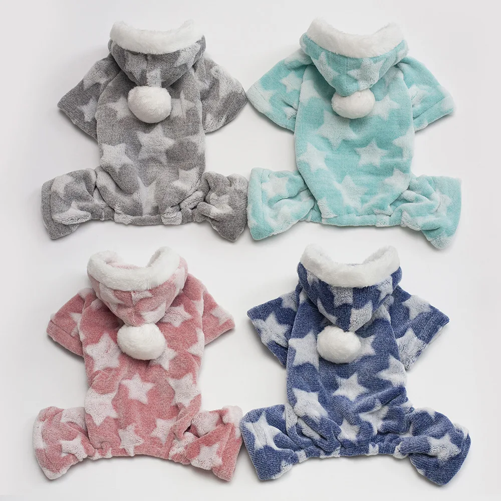 

Fleece Dog Pajamas Jumpsuit Winter Dog Clothes Star Pattern Warm Jumpsuits Coat For Small Dogs Puppy Dog Cat Clothing Jumpsuits