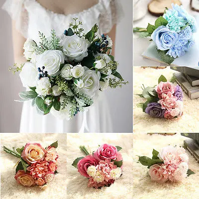 

30CM Pretty Charming 1 Bunch Artificial Silk Rose Flowers Wedding Bridal Bouquet Home Floral Decoration Artificial Rose