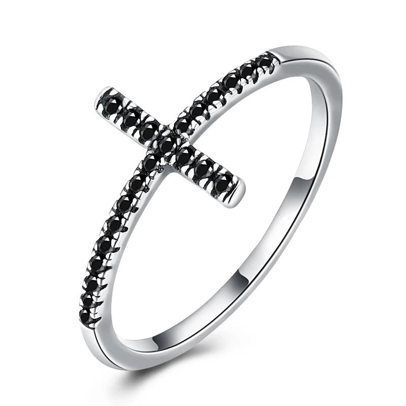 100 Solid 925 Sterling Silver Faith Cross Shape Ring for Women Vintage
